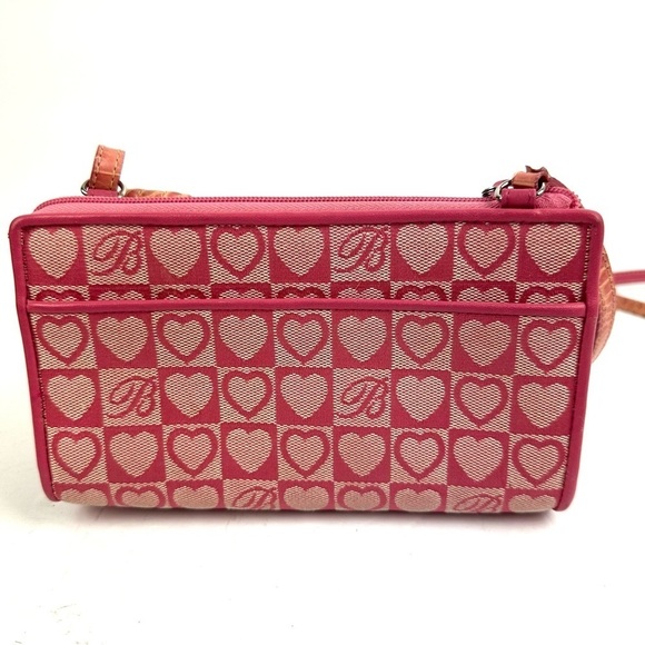 Brighton Crossbody Wallet Pink Mix Croc Canvas Leather Hearts Purse Vintage - Picture 5 of 13